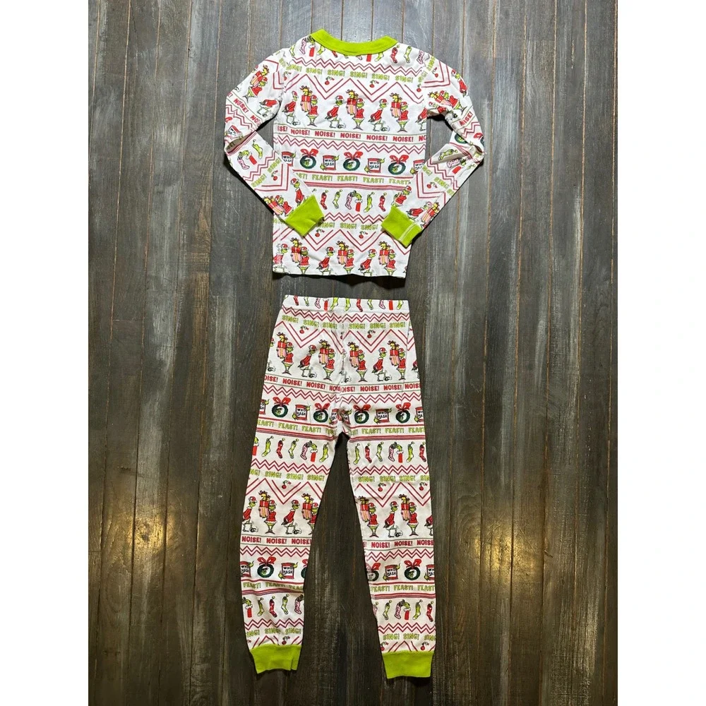 Hanna Andersson Kids Grinch Pajamas Organic Cotton Long John Set US 6-7 Holiday